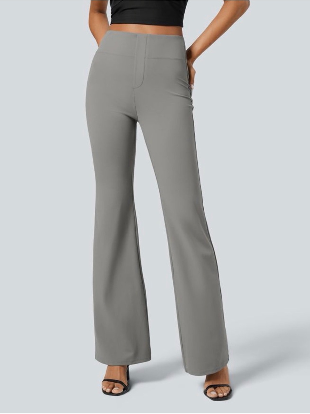 Halara Flex High Waisted Slight Flare Work Pants in Gray - Picture 2 of 4